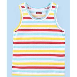 Babyhug 100% Cotton Single Jersey Knit Sleeveless Sando Stripes & Bear Print Pack Of 3 - Multicolor