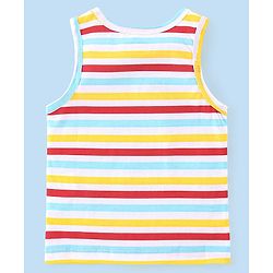 Babyhug 100% Cotton Single Jersey Knit Sleeveless Sando Stripes & Bear Print Pack Of 3 - Multicolor