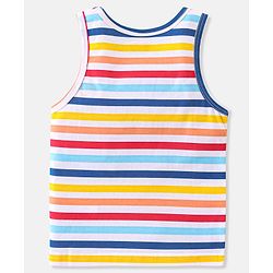 Babyhug 100% Cotton Sleeveless Sando Stripes & Bear Print Pack of 3- Multicolor