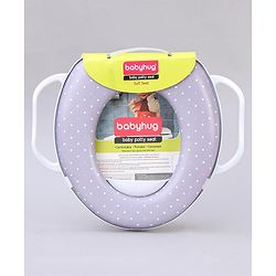 Babyhug Soft Potty Seat With Handle & White Dots  Print - Light Grey