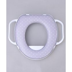 Babyhug Soft Potty Seat With Handle & White Dots  Print - Light Grey