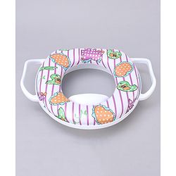 Babyhug Soft Cushioned Baby Potty Seat Birds & Rabbit Print - White & Pink