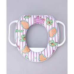Babyhug Soft Cushioned Baby Potty Seat Birds & Rabbit Print - White & Pink