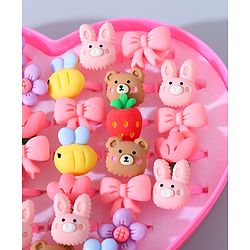 Babyhug Free Size Animals & Bow Shaped Finger Ring Sets Pack of 36 - Multicolour