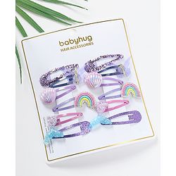 Babyhug Snap Clips with Rainbow Applique Free Size Pack of 12 - Multicolour
