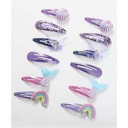 Babyhug Snap Clips with Rainbow Applique Free Size Pack of 12 - Multicolour