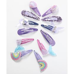 Babyhug Snap Clips with Rainbow Applique Free Size Pack of 12 - Multicolour