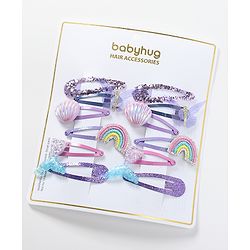 Babyhug Snap Clips with Rainbow Applique Free Size Pack of 12 - Multicolour