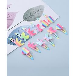 Babyhug Snap Clips with Butterfly Applique Free Size Pack of 12 - Multicolor