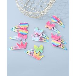 Babyhug Snap Clips with Butterfly Applique Free Size Pack of 12 - Multicolor