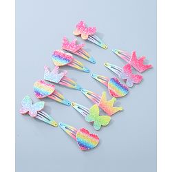 Babyhug Snap Clips with Butterfly Applique Free Size Pack of 12 - Multicolor