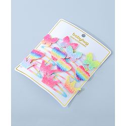 Babyhug Snap Clips with Butterfly Applique Free Size Pack of 12 - Multicolor