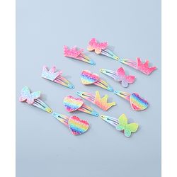 Babyhug Snap Clips with Butterfly Applique Free Size Pack of 12 - Multicolor
