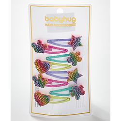 Babyhug Snap Clips with Star Applique Free Size Pack of 8  - Multicolour