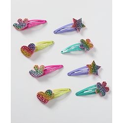 Babyhug Snap Clips with Star Applique Free Size Pack of 8  - Multicolour