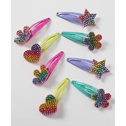 Babyhug Snap Clips with Star Applique Free Size Pack of 8  - Multicolour