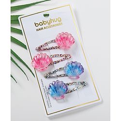 Babyhug Set of 4 Snap Clips with Shell Applique - Multicolor