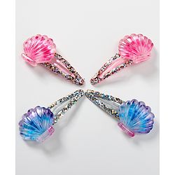 Babyhug Set of 4 Snap Clips with Shell Applique - Multicolor