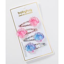 Babyhug Set of 4 Snap Clips with Shell Applique - Multicolor