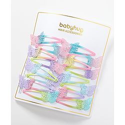 Babyhug Snap Clips with Butterfly Applique Set of 16 - Multicolor