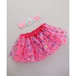 Babyhug Unicorn Costume Set With Headband - Dark Pink