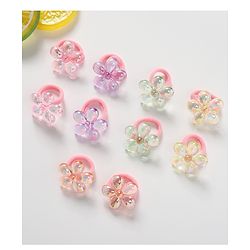 Babyhug Free Size Floral Applique Rubber Band Set Pack of 10 - Multicolor