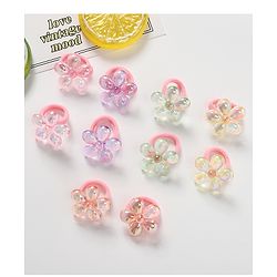 Babyhug Free Size Floral Applique Rubber Band Set Pack of 10 - Multicolor