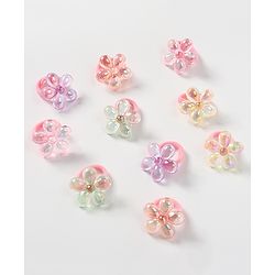 Babyhug Free Size Floral Applique Rubber Band Set Pack of 10 - Multicolor