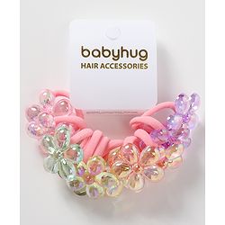 Babyhug Free Size Floral Applique Rubber Band Set Pack of 10 - Multicolor