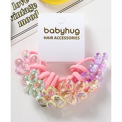 Babyhug Free Size Floral Applique Rubber Band Set Pack of 10 - Multicolor