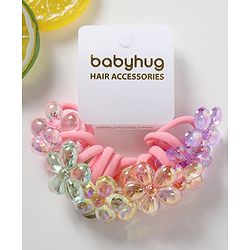 Babyhug Free Size Floral Applique Rubber Band Set Pack of 10 - Multicolor