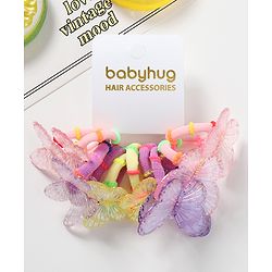 Babyhug Free Size Butterfly Applique Rubber Band Set Pack of 10 - Multicolor