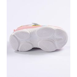Cute Walk by Babyhug Velcro Closure Sneakers - White Pink & Blue