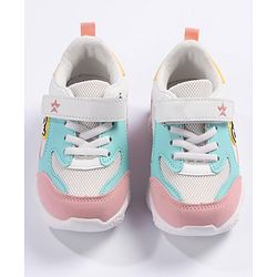 Cute Walk by Babyhug Velcro Closure Sneakers - White Pink & Blue