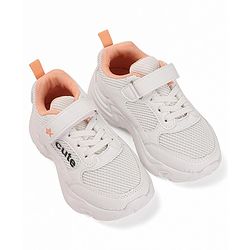 Cute Walk by Babyhug Shoes With Velcro Closure & Text Print - White