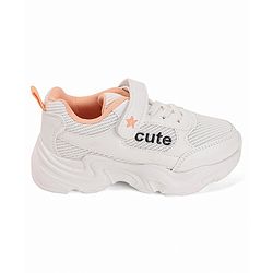 Cute Walk by Babyhug Shoes With Velcro Closure & Text Print - White