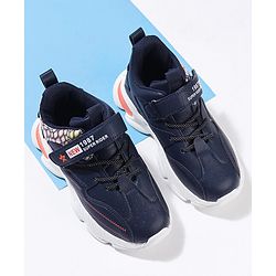 Cute Walk by Babyhug Sneakers With Velcro Closure & Text Print - Navy