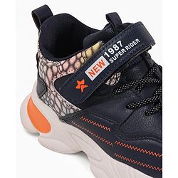 Cute Walk by Babyhug Sneakers With Velcro Closure & Text Print - Navy
