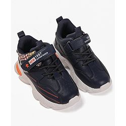 Cute Walk by Babyhug Sneakers With Velcro Closure & Text Print - Navy