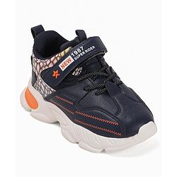 Cute Walk by Babyhug Sneakers With Velcro Closure & Text Print - Navy