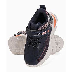 Cute Walk by Babyhug Sneakers With Velcro Closure & Text Print - Navy