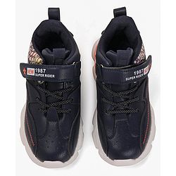 Cute Walk by Babyhug Sneakers With Velcro Closure & Text Print - Navy