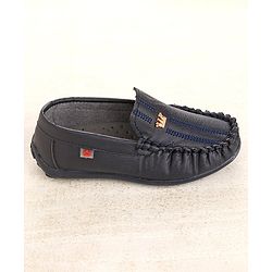 Cute Walk by Babyhug Party Wear Loafer Shoes with Crown Applique - Navy Blue