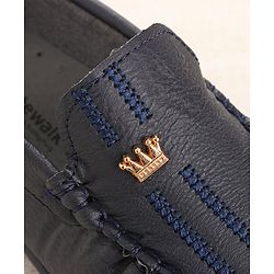 Cute Walk by Babyhug Party Wear Loafer Shoes with Crown Applique - Navy Blue