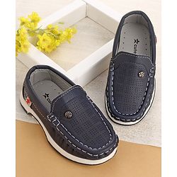 Cute Walk by Babyhug Slip On Formal & Partywear Solid Shoes with Flower Applique - Navy Blue