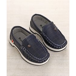 Cute Walk by Babyhug Slip On Formal & Partywear Solid Shoes with Flower Applique - Navy Blue