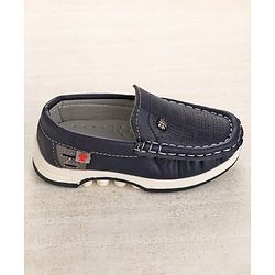 Cute Walk by Babyhug Slip On Formal & Partywear Solid Shoes with Flower Applique - Navy Blue