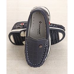 Cute Walk by Babyhug Slip On Formal & Partywear Solid Shoes with Flower Applique - Navy Blue