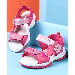 Cute Walk by Babyhug Sandals With Velcro Closure Floral Applique - Fuchsia