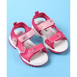 Cute Walk by Babyhug Sandals With Velcro Closure Floral Applique - Fuchsia